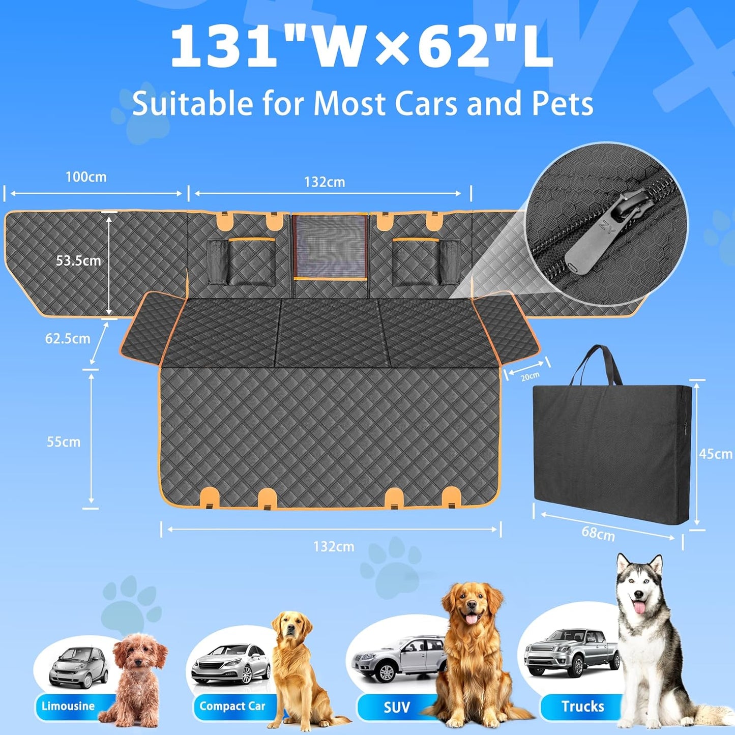 Dog Car Seat Cover for Back Seat, Hard Bottom Car Seat Cover for Dogs with Door Protectors for Traveling and Camping with Pets, Dog Car Seat Waterproof and Scratch-Resistant, Suitable for Cars - Pet Explorer