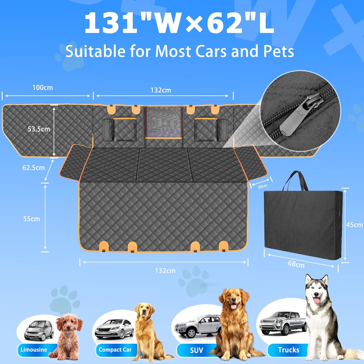 Dog Car Seat Cover for Back Seat, Hard Bottom Car Seat Cover for Dogs with Door Protectors for Traveling and Camping with Pets, Dog Car Seat Waterproof and Scratch-Resistant, Suitable for Cars - Pet Explorer