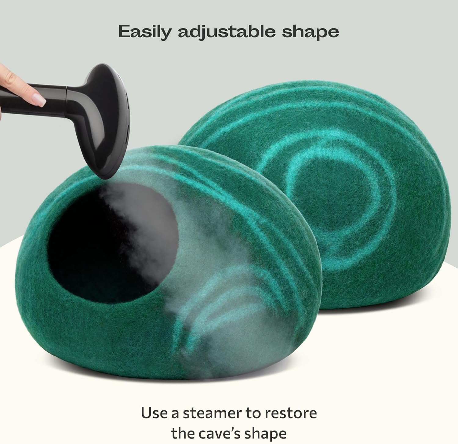 MEOWFIA Cat Cave – Premium Felt Cat Bed for Indoor Cats, Handmade 100% Merino Wool (Medium, Emerald) - Pet Explorer