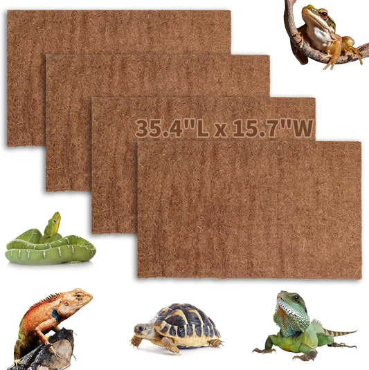Hamiledyi Reptile Carpet Natural Coconut Fiber Tortoise Carpet Mats for Pet Terrarium Liner Reptile Supplies for Lizard Snake Chameleon Turtle Bedding Bunny Rabbit Mat (4 x Sheets) - Pet Explorer
