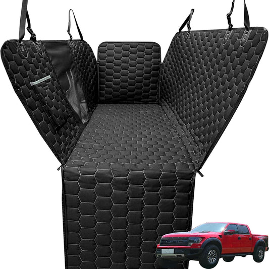 Dog Car Seat Cover for Trucks, Back Seat Pet Cover for Dogs F150 Ram 1500, Waterproof Dog Hammock for Truck with Mesh Window Heavy Duty Seat Cover for F-Series/GMC Sierra/Silverado - Pet Explorer