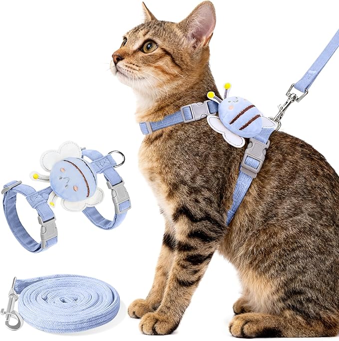 Cat Harness and Leash Set - Comfortable Lightweight Vest Design, Escape Proof Adjustable Kitten Harness for Cats Walking and Safe Travel