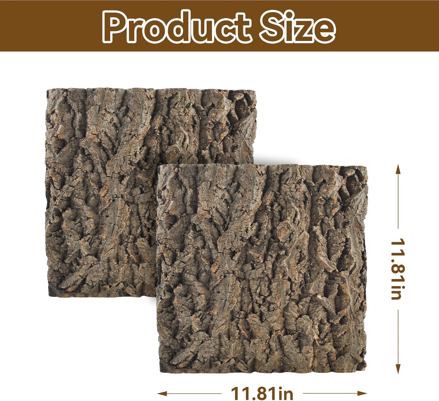 2PCS Natural Cork Terrarium Background,11.81 x 11.81 Inch Reptile Bark Background 3D Bearded Dragon Tank Climbing Mat Habitat Decoration for Lizard Gecko Chameleon Tortoise Snake Spider Frog - Pet Explorer