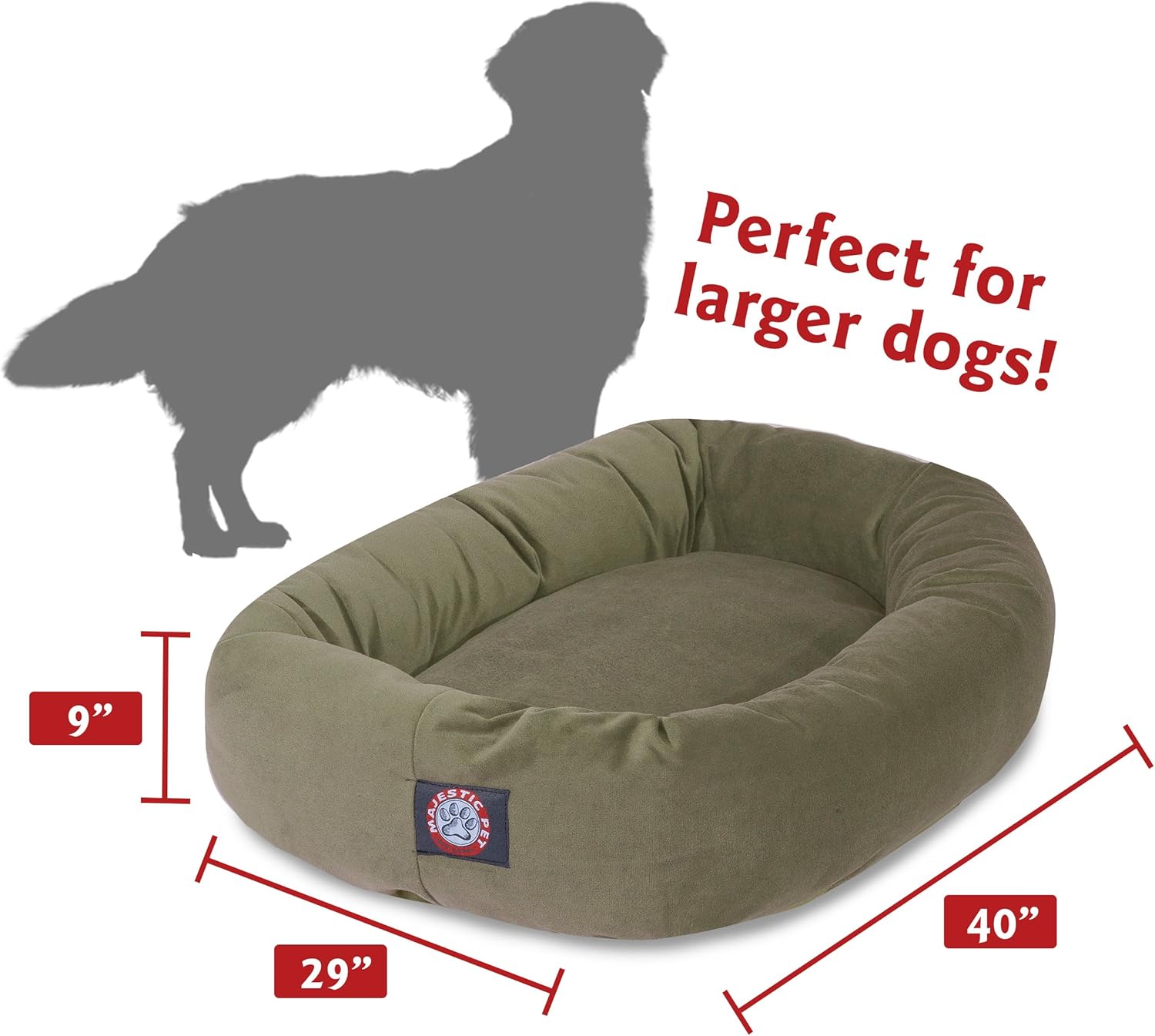 Majestic Pet Villa 32 Inch Shredded Memory Foam Dog Bed for Medium Sized Dogs 32x23x7 Inch–Orthopedic Dog Bed - Durable Pet Bed - Washable Medium Pet Bed with Head Support-Vintage - Pet Explorer
