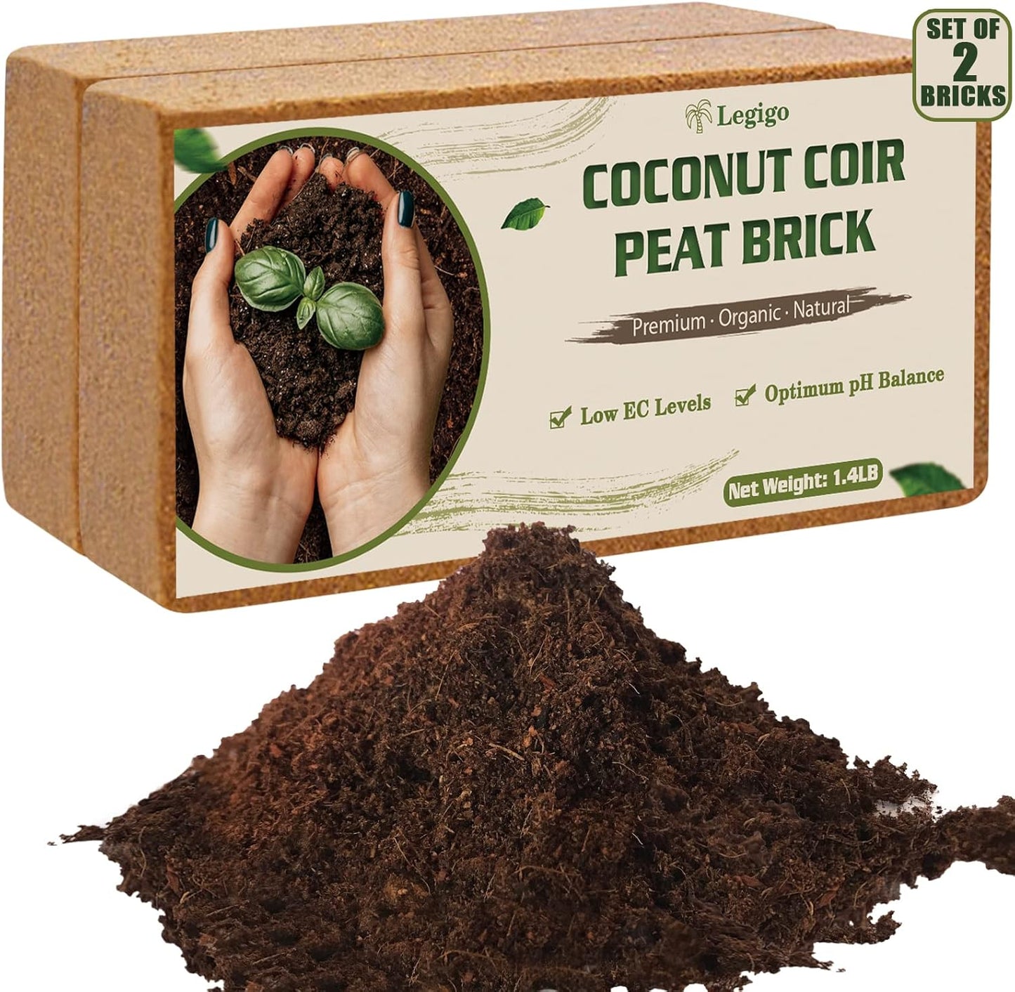Legigo 2 Pack Premium Coco Coir Brick for Plants- 100% Organic Compressed Coconut Coir Bricks Starting Mix, Coco Coir Fiber Coconut Husk for Planting, Gardening, Potting Soil Substrate, Herbs - Pet Explorer