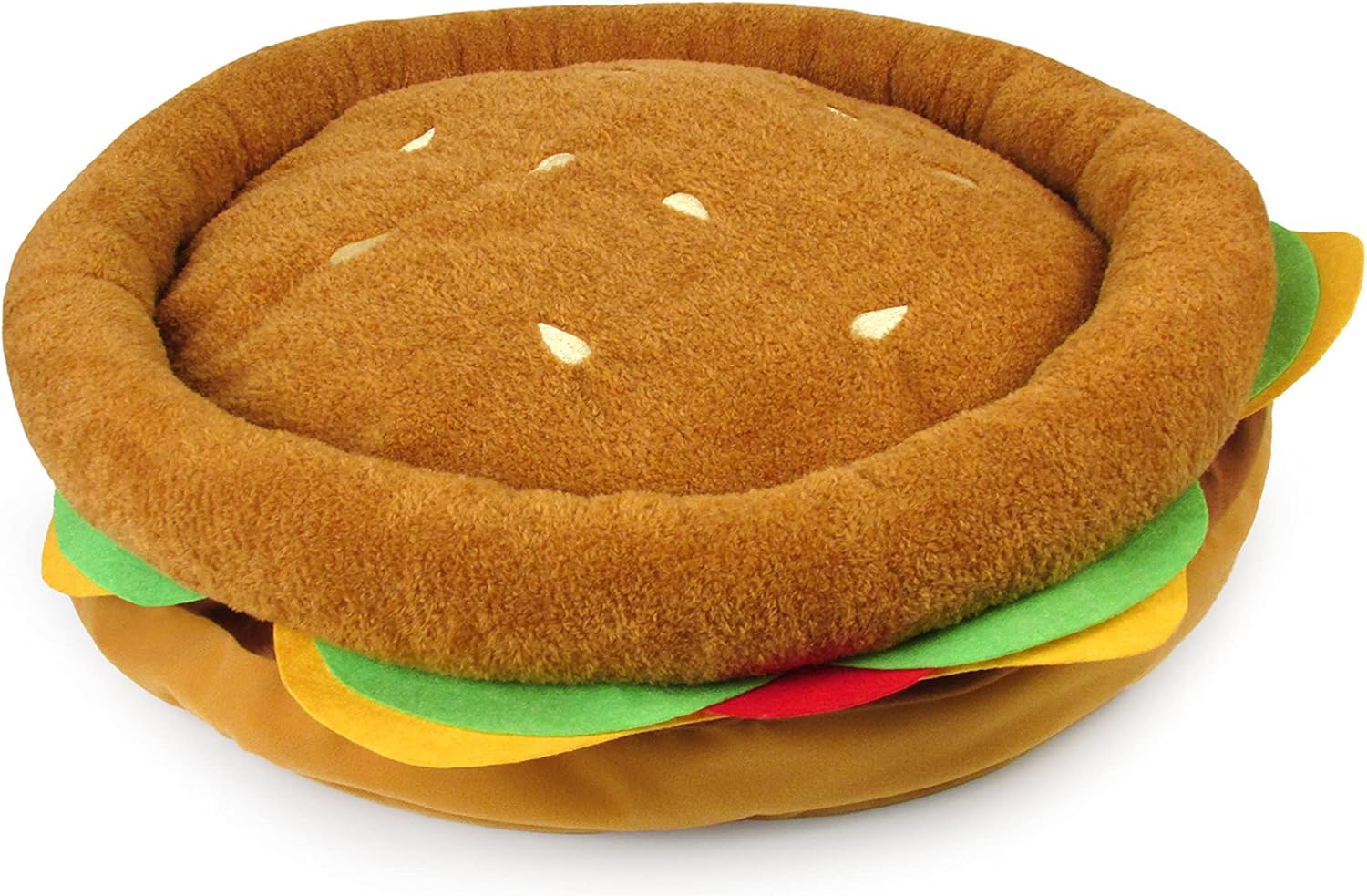 TONBO Soft Plush Small Cute and Cozy Food Dog Cat Bed, Washer and Dryer Friendly (Burger) - Pet Explorer