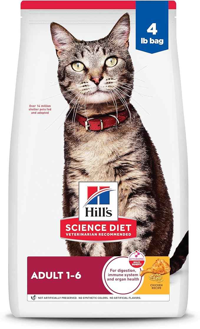Hill's Science Diet Adult 1-6 Dry Cat Food, Chicken, 4 lb. Bag