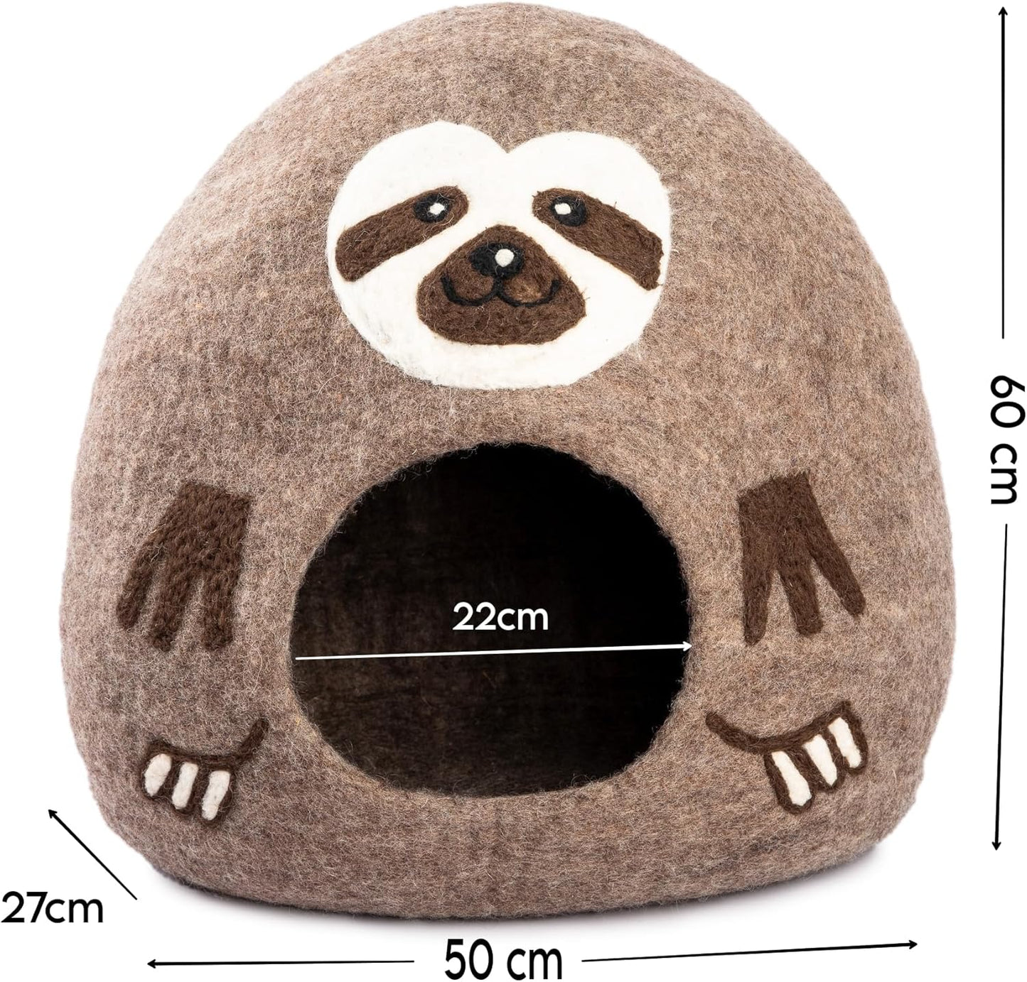 Luxurious Eco-Friendly Merino Wool Cat Cave Bed Sloth - Foldable Hideaway Pod for Indoor Cats - Premium Felt Kitten Beds - Covered Cat House for Ultimate Cozy Comfort by Woolygon - Pet Explorer