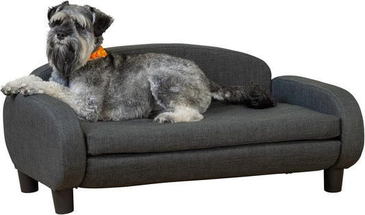 Paws & Purrs Multi-Cat Sofa Elevated Pet Bed for Indoor Cats Raised Cats Couch with Removable Washable Mattress Cover for Kittens, Dogs - 35.5" Wide, Gray - Pet Explorer