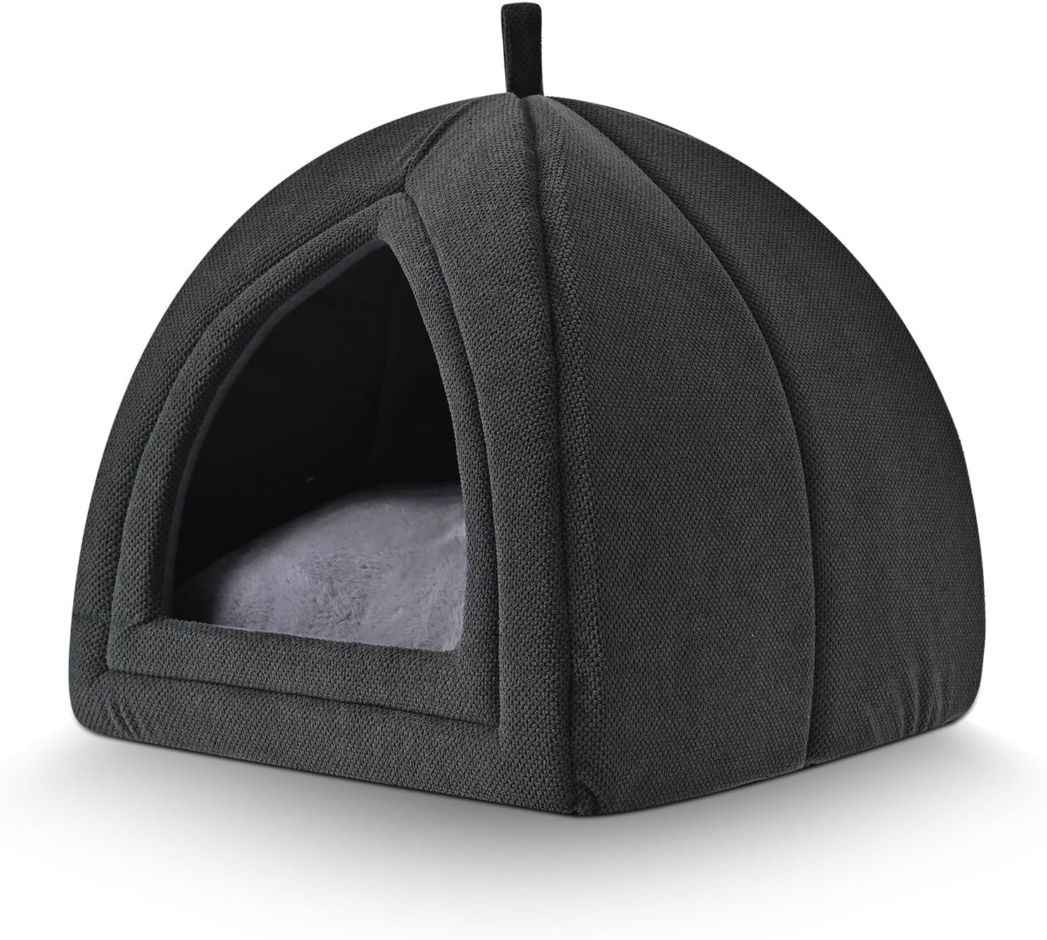 Amazon Basics Cat Cave Bed, 2-in-1 Foldable House for Indoor Cats, with Washable Cushion and Non-Slip Base, 15 x 15 Inches, Small - Pet Explorer