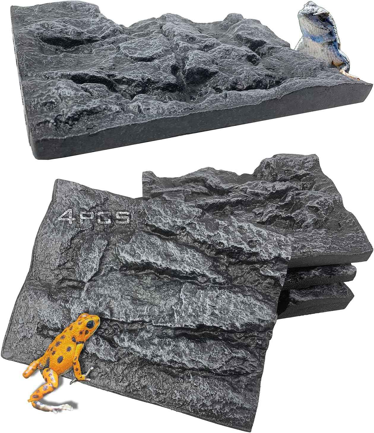 4pcs Rock Terrarium Background,3D Reptile Tank Background Board,Amphibian Stereo Backdrop Wall,Lizard Snake Gecko Spider Chameleon Turtle Fish pet silo Background Decorative Panel