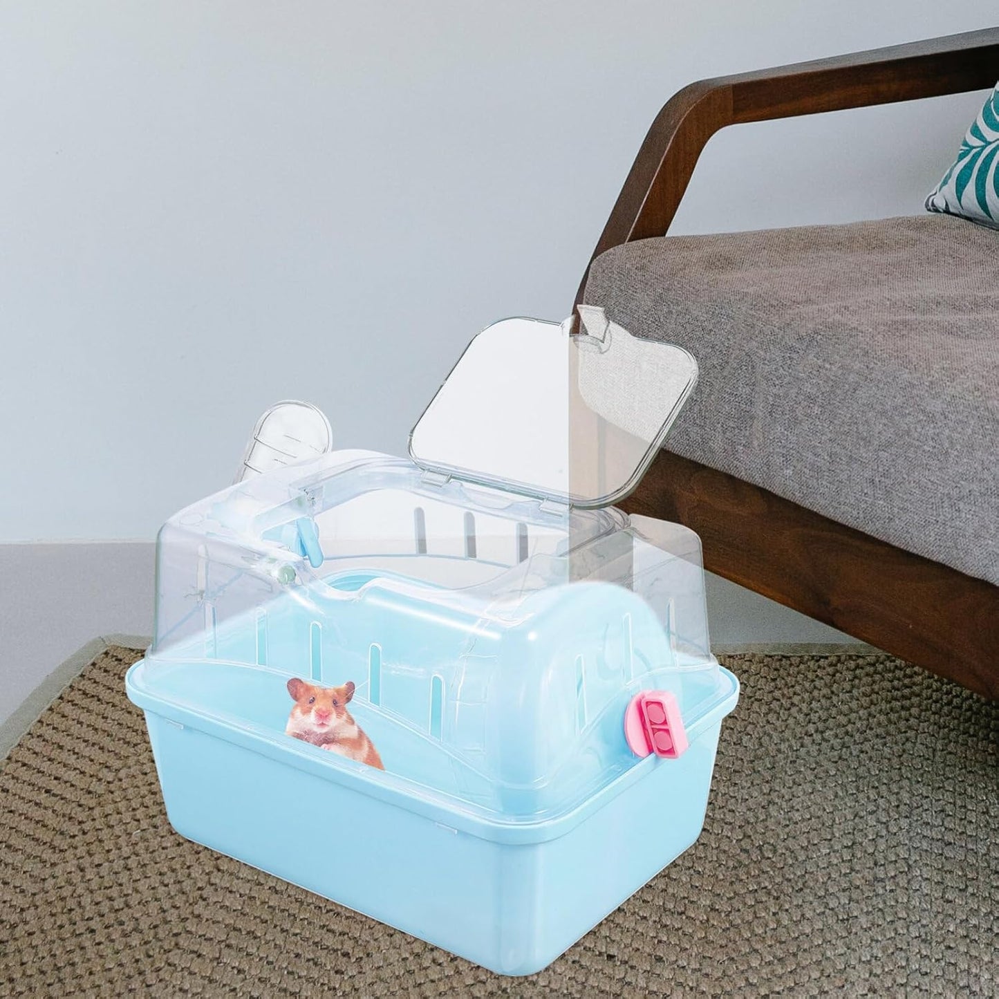 Hamster Cage - Small Pet Carrying Container, Clear Stand, Outdoor Travel House, Fully Transparent Plastic, 11.00X6.7in - Pet Explorer