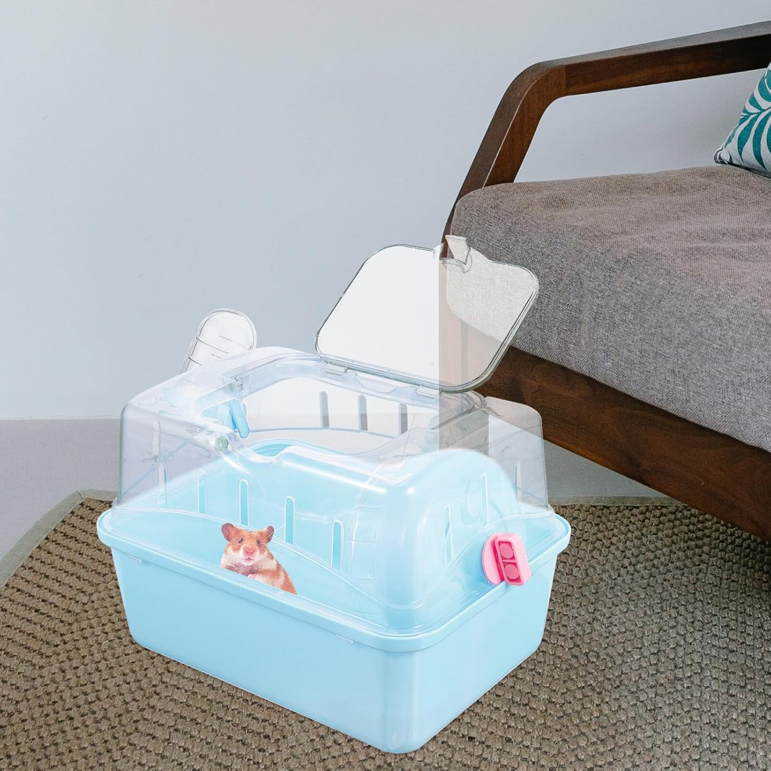 Hamster Cage - Small Pet Carrying Container, Clear Stand, Outdoor Travel House, Fully Transparent Plastic, 11.00X6.7in - Pet Explorer