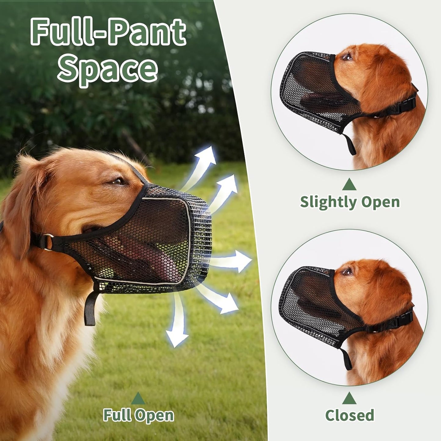 Mayerzon Dog Muzzle, Patented Mesh Muzzle with Panting Room for Large Medium Small Sized Dogs, Soft Mouth Guard to Prevent Biting Eating for Grooming Vet Visit Walking, Reflective and Full Covered - Pet Explorer