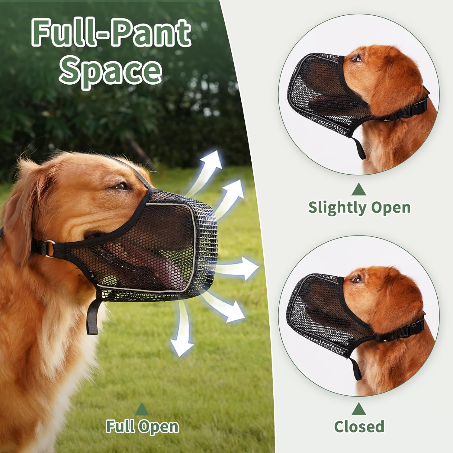 Mayerzon Dog Muzzle, Patented Mesh Muzzle with Panting Room for Large Medium Small Sized Dogs, Soft Mouth Guard to Prevent Biting Eating for Grooming Vet Visit Walking, Reflective and Full Covered - Pet Explorer