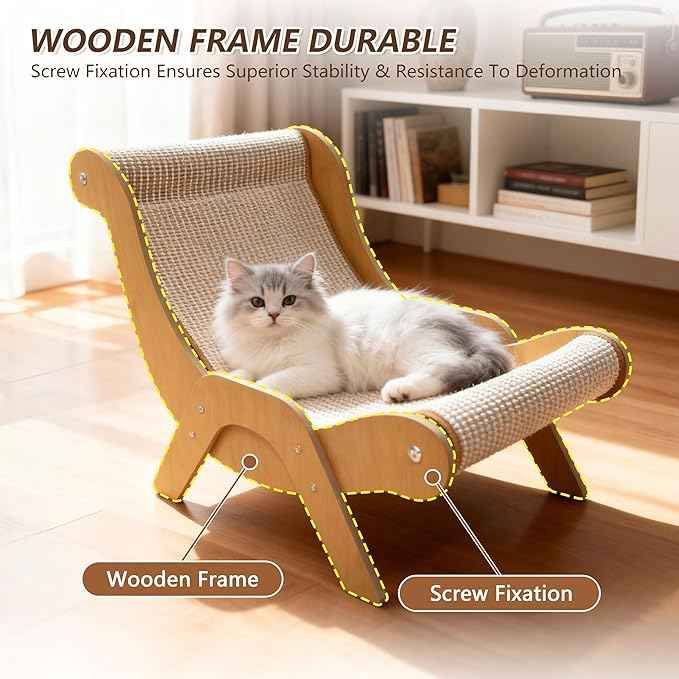 Extra Large Sisal Cat Scratcher–Indoor Cat-Specific Bed & Scratching Pad Combo Lounger,Durable Scratching Mat,Non-Shedding Material
