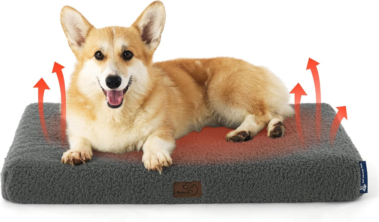 Bedsure Self Warming Dog Bed for Medium Dogs - Orthopedic Waterproof Puppy Beds with Removable Washable Cover, Egg Crate Foam Pet Mat, Suitable for Pet Up to 35 lbs - Pet Explorer
