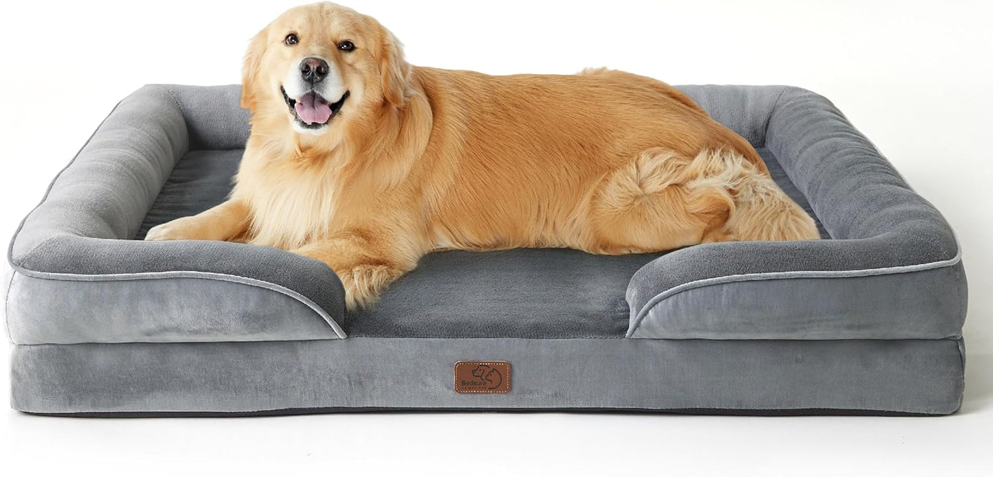 Bedsure XL Plus Orthopedic Dog Bed for Extra Large Dogs - Washable XLarge Dog Cat Bed Waterproof, Comfort Dogs Couch Sofa with Washable Removable Cover, Pet Bed with Nonskid Bottom, Grey, 48" - Pet Explorer
