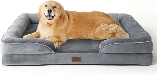 Bedsure XL Plus Orthopedic Dog Bed for Extra Large Dogs - Washable XLarge Dog Cat Bed Waterproof, Comfort Dogs Couch Sofa with Washable Removable Cover, Pet Bed with Nonskid Bottom, Grey, 48" - Pet Explorer