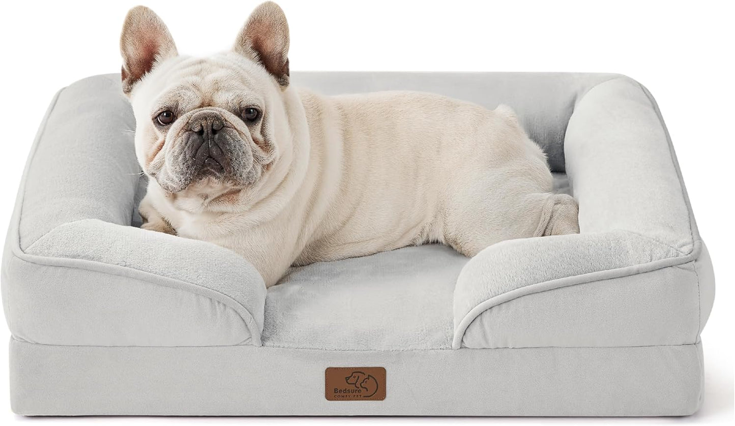 Bedsure Orthopedic Dog Bed for Medium Dogs - Waterproof Dog Sofa Beds Medium, Supportive Foam Pet Couch Bed with Removable Washable Cover, Waterproof Lining and Nonskid Bottom, Light Grey - Pet Explorer