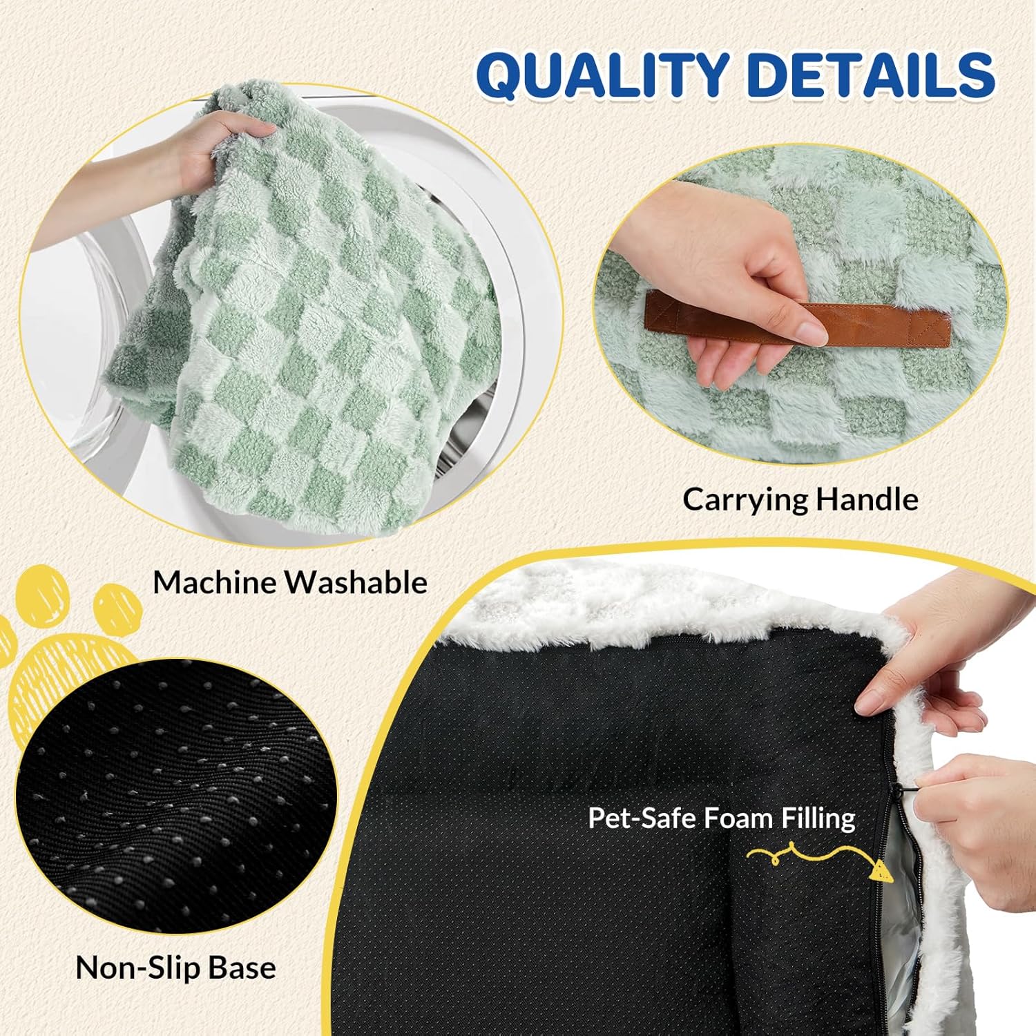 Cat Bed Cat Couch for Puppy and Kitten, Fluffy Pet Sofas Medium Dog Sofa Bed, Supportive Cats Sofa for Indoor Cats, Washable Cover & Non-Slip, 32 inch, Green - Pet Explorer