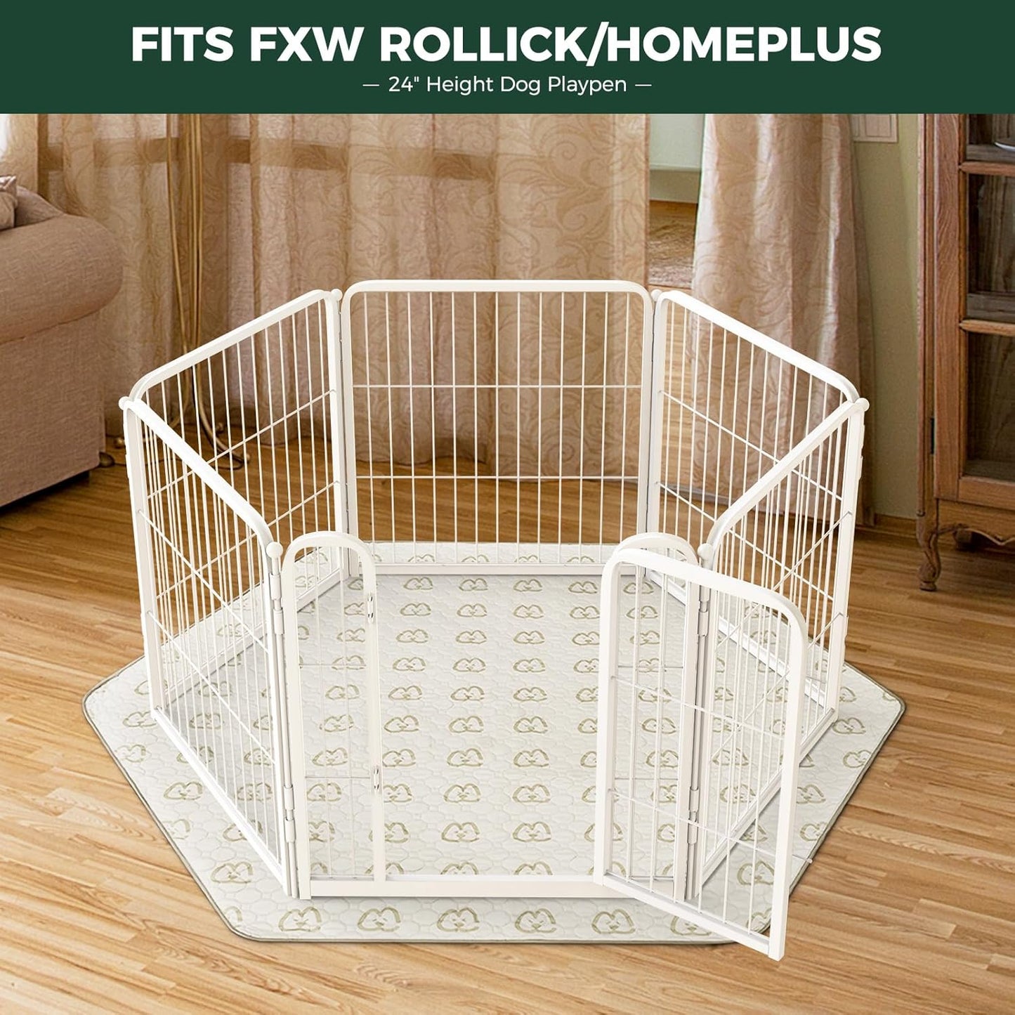 FXW Washable Pee Pads for Dogs, Puppy Pads with Super Absorbent, Specifically Designed for FXW Rollick/Homeplus 24inch 6 Panels Dog Playpen, 31" Hexagon, Khaki, 1 Pack - Pet Explorer