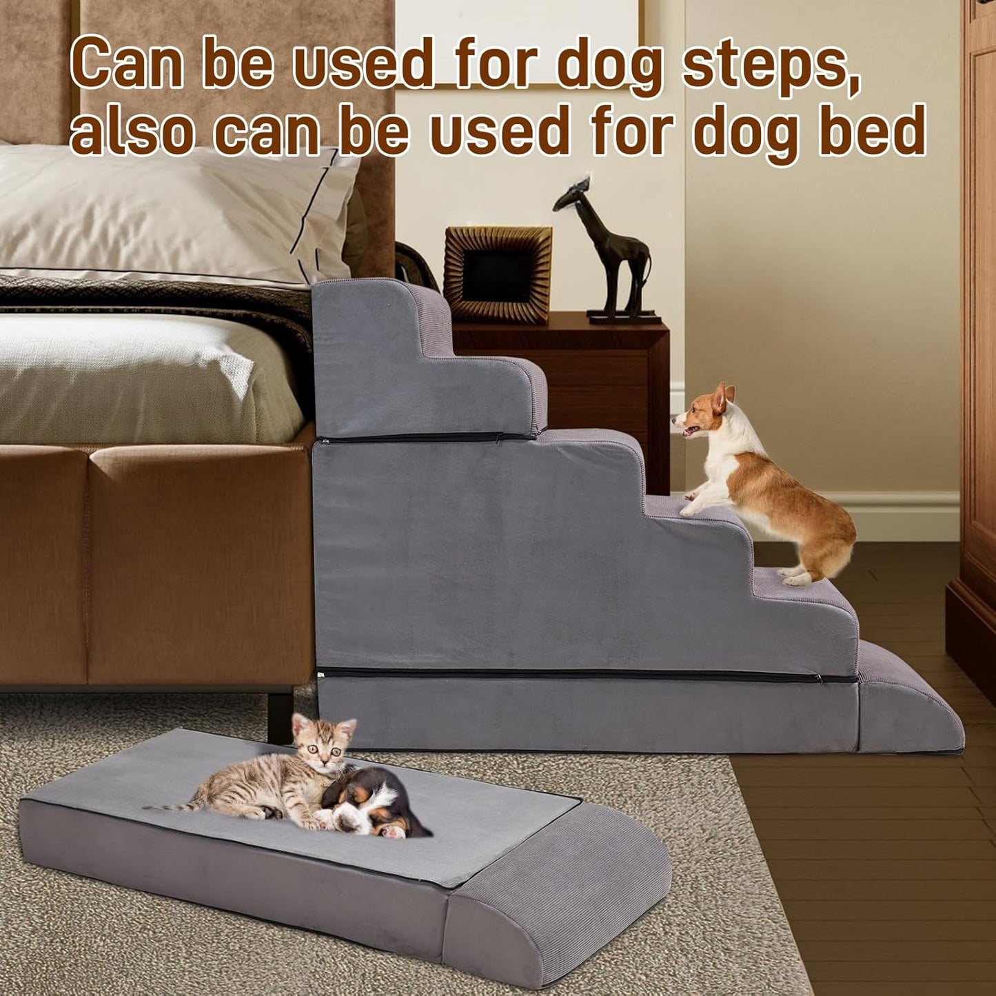 24-30inches High Dog Stairs & Steps for High Beds Tall, LitaiL 29inch 6 Steps Pet Stairs/Steps for High Beds Large Dogs, Non-Slip Dog Ramps for Small Dogs, for Older Cats - Pet Explorer
