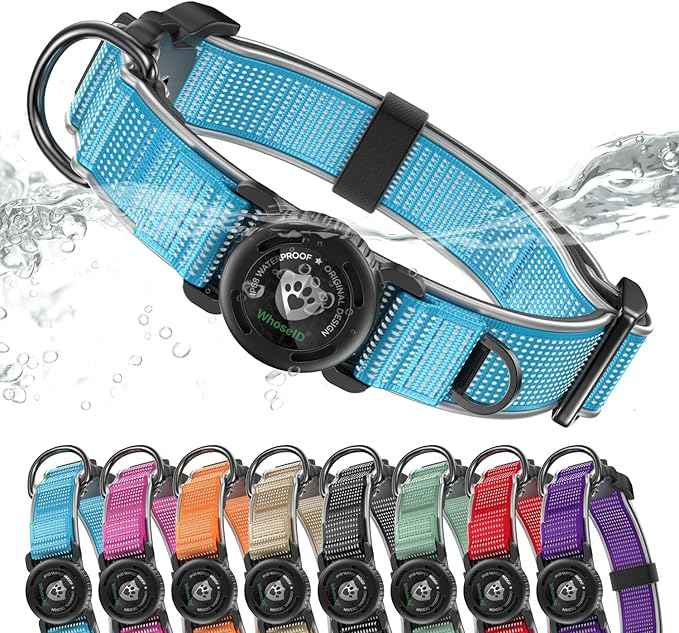 WhoseID Premium Dog Collar for Large Dogs - IPX8 Waterproof AirTag Dog Collar | Magnetic Buckle Heavy Duty Collar | 450LB Escape-Proof | Reflective Dog Collar with AirTag Holder