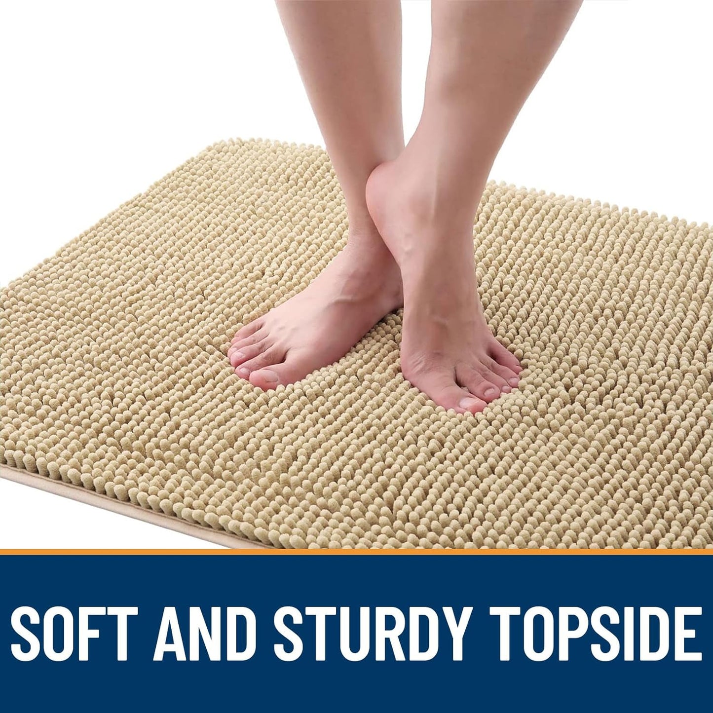 OLANLY Dog Door Mat for Muddy Paws 24x16, Absorbs Moisture and Dirt, Absorbent Non-Slip Washable Doormat, Quick Dry Chenille Mud Mat for Dogs, Entry Indoor Entryway Carpet for Inside Floor, Beige