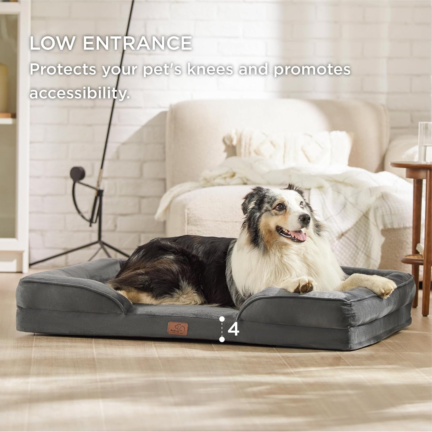 Bedsure Orthopedic Dog Bed for Extra Large Dogs - XL Plus Waterproof Dog Sofa Beds, Supportive Foam Pet Couch Bed with Removable Washable Cover, Waterproof Lining and Nonskid Bottom, Dark Grey - Pet Explorer