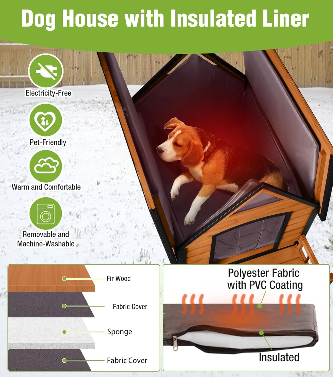 Large Outdoor Dog House Insulated, Weatherproof Dog Kennel with Porch, Anti-Chewing Metal Frame, for Medium to Large Breed - Pet Explorer