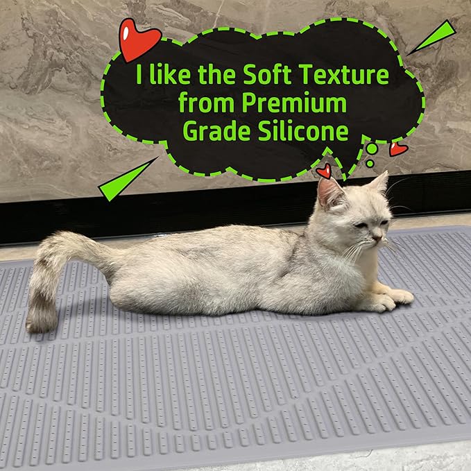 Mofason Cat Litter Mat XXL - Waterproof Kitty Litter Box mat for Floor - Extra Large Pet Trapping Litter Rug Pad - Silicone Cat Supplies & Accessories for Indoor Cats (38" x 25") -Brown