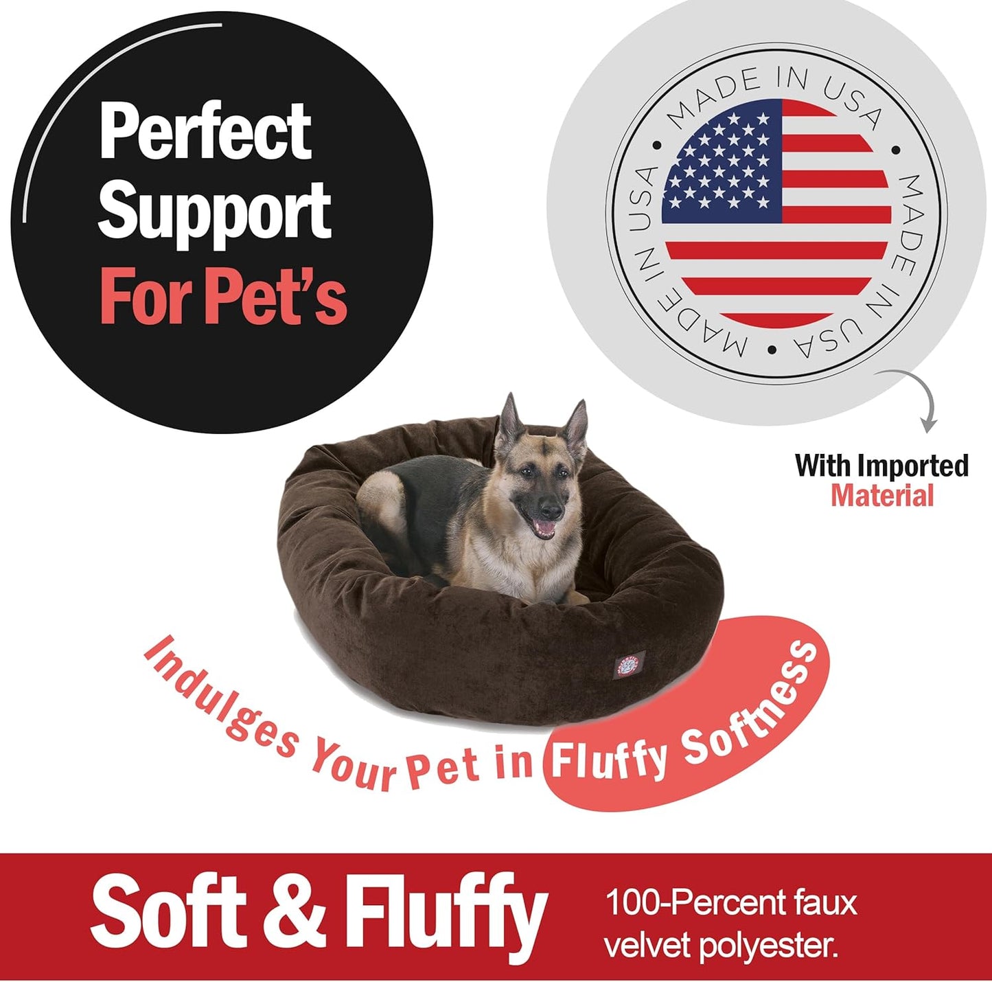 Majestic Pet 52 Inch Micro Velvet Calming Dog Bed Washable 52x35x11 (inch) – Cozy Soft Round Donut Dog Bed with Spine for Head Support -Pet Bed X- Large - Storm (2025) - Pet Explorer