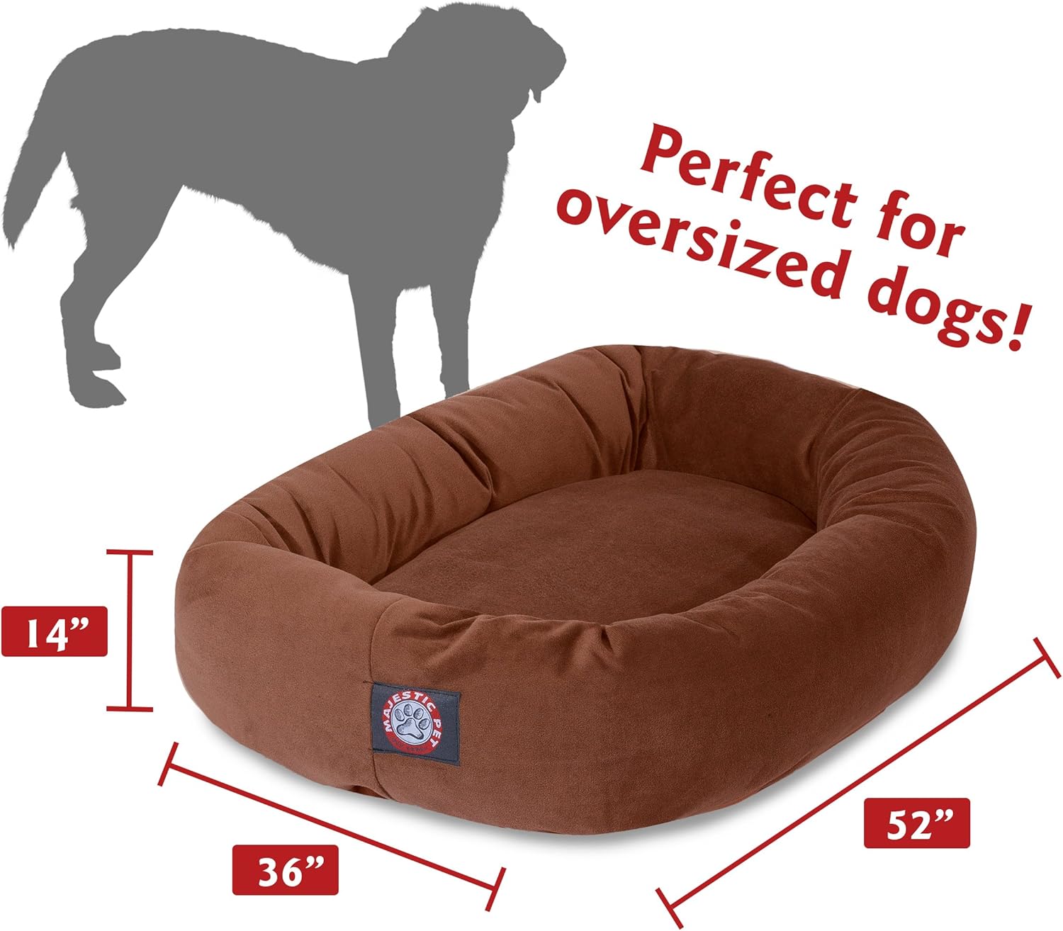 Majestic Pet Villa 40 Inch Shredded Memory Foam Dog Bed for Large Sized Dogs 40x29x9 Inch–Orthopedic Dog Bed with Removable Washable Cover-Washable Large Pet Bed with Head Support-Navy - Pet Explorer