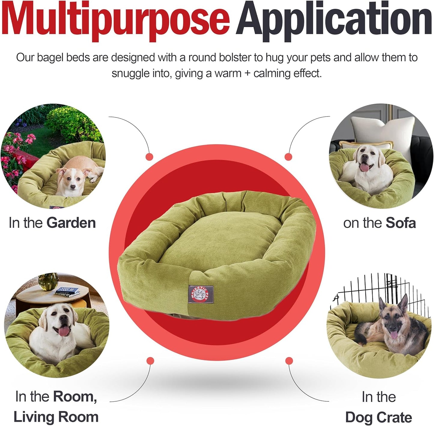 Majestic Pet Villa 52 Inch Shredded Memory Foam Dog Bed for X-Large Sized Dogs 52x35x11 Inch–Orthopedic Dog Bed with Removable Washable Cover-Washable X-Large Pet Bed with Head Support-Apple - Pet Explorer