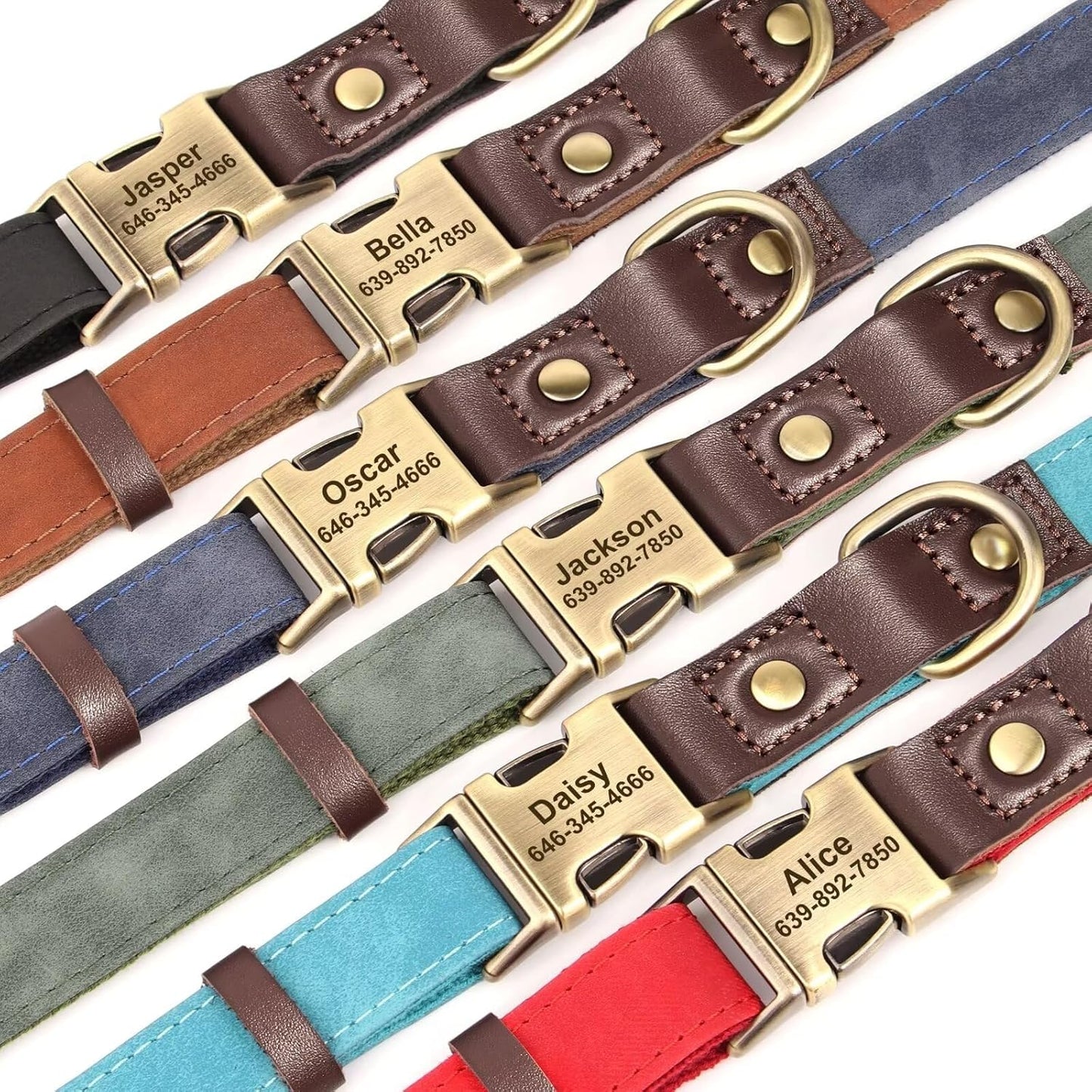 Didog Soft PU Leather Dog Collars for Medium Dogs,Classic Adjustable Dog Collars with Quick Release Metal Buckle,Easy Clean and Comfortable with Nylon Lining,Denim Blue,M Neck 13-19"