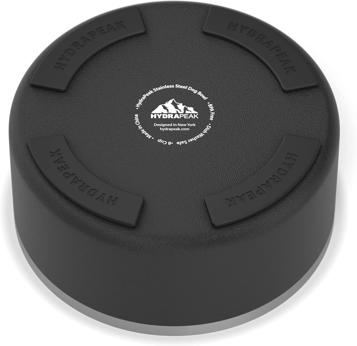 Hydrapeak Dog Bowl; Non Slip Stainless Steel; Water and Food Dish; Large Sized and Small Dogs; 32oz 64oz; Multiple Sizes | 8 Cup | Black - Pet Explorer