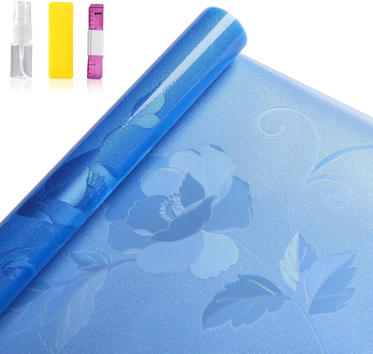 Aquarium Background Paper, Blue Fish Tank Backdrop Wallpaper Electrostatic Adhesive, No Glue, Easy to Install, Reusable (11.8" H × 27.5" L, Translucent) - Pet Explorer