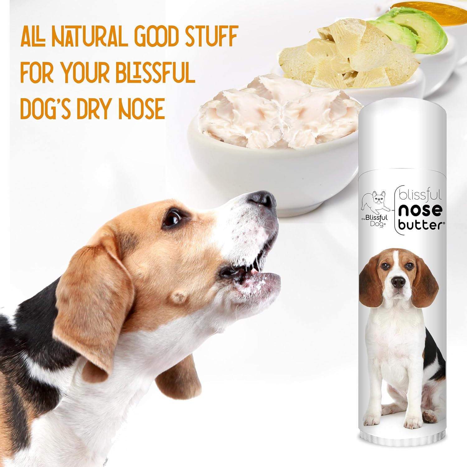 The Blissful Dog Beagle Nose Butter for Dry, Cracked Skin, Lick-Safe Dog Nose Balm with Moisturizing Shea Butter, Almond, Olive, and Essential Oils, Pet Supplies, Uncented, 0.50 oz. - Pet Explorer
