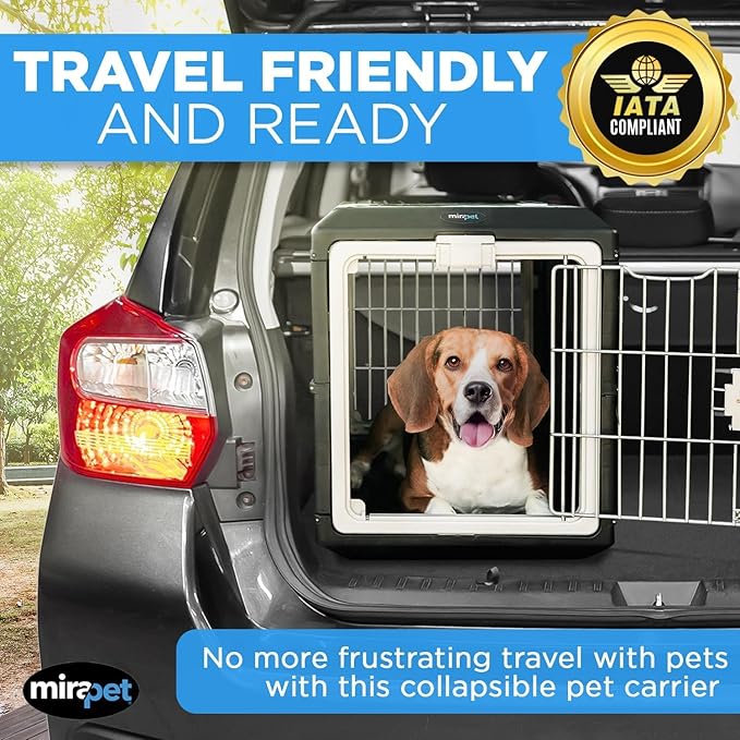 USA Pet Carrier & Crate 35" - Premium Collapsible Design for Medium Cats and Dogs - Portable Kennel for Indoor/Outdoor Use - 360-Degree Ventilation & Hard Plastic Wall Protection