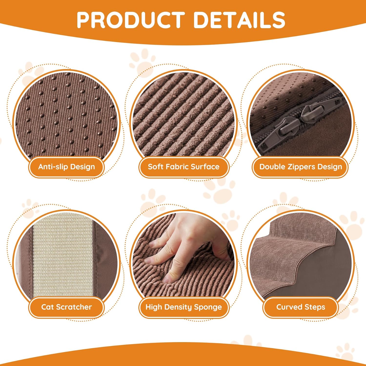 Dogs Steps for Bed, Dog Stairs for Small Dogs, 2-Step Dog Ramp for Bed, Couch, Sofa, and Chairs, Non-Slip Bottom Design, Cat Scratching, High Density Foam Portable Pet Step, Indoor, Coffee - Pet Explorer