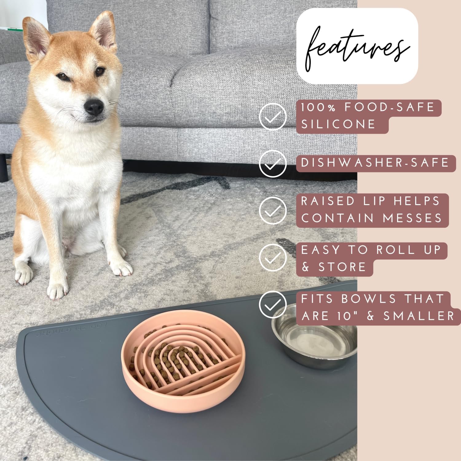Waterproof Silicone Pet Food Mat - Non-Slip, Spill-Proof Feeding Mats for Floors, Raised Edge Design, Easy-to-Clean, Rubber Mat for Dog & Cat Bowls, 28" Across x 14" Deep, Large-Honey - Pet Explorer