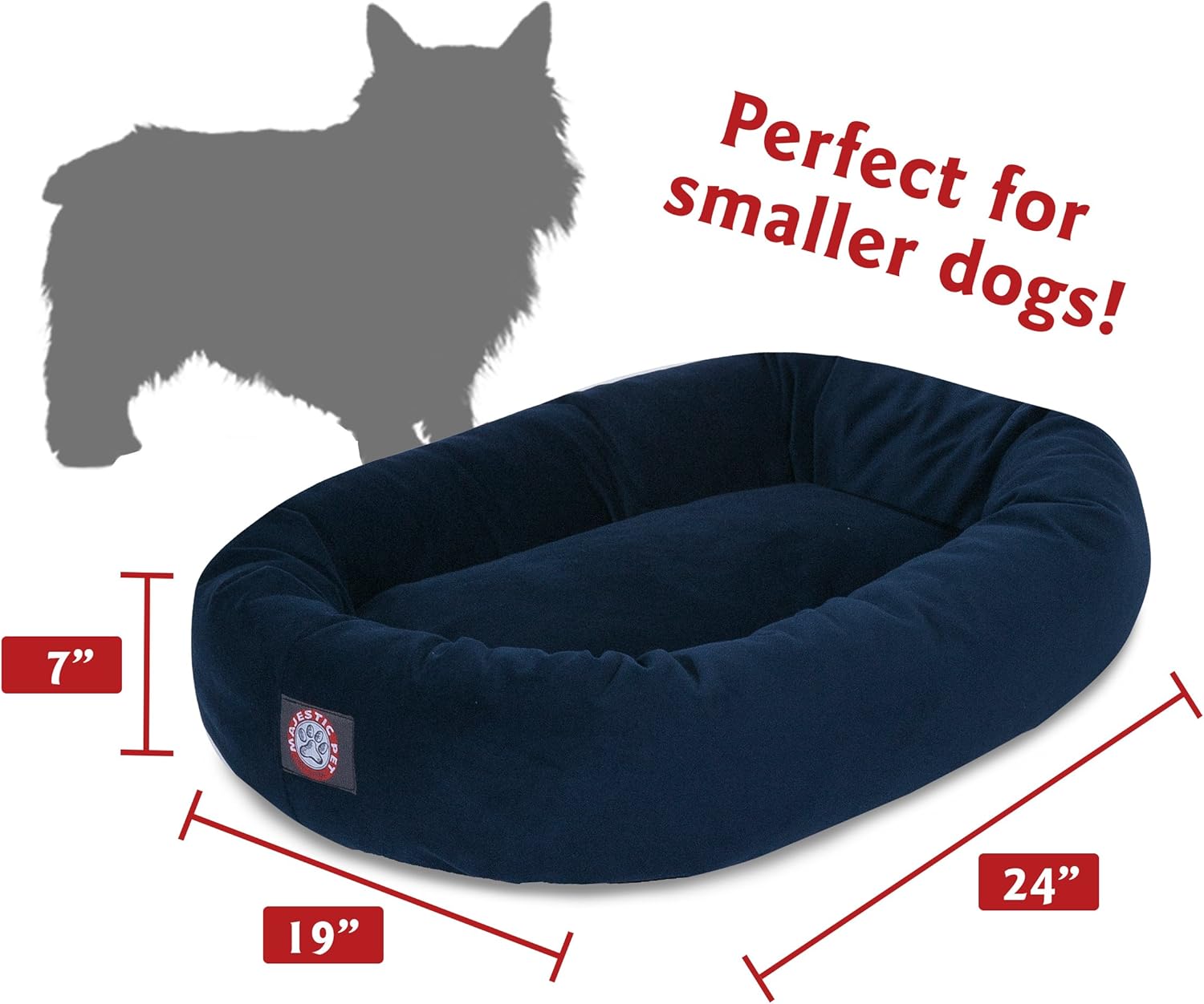 Majestic Pet 24 Inch Suede Calming Dog Bed Washable 24x19x7 (Inch) – Cozy Soft Round Donut Dog Bed with Spine Support for Dogs to Rest their Head - Round Pet Bed Small – Navy - Pet Explorer