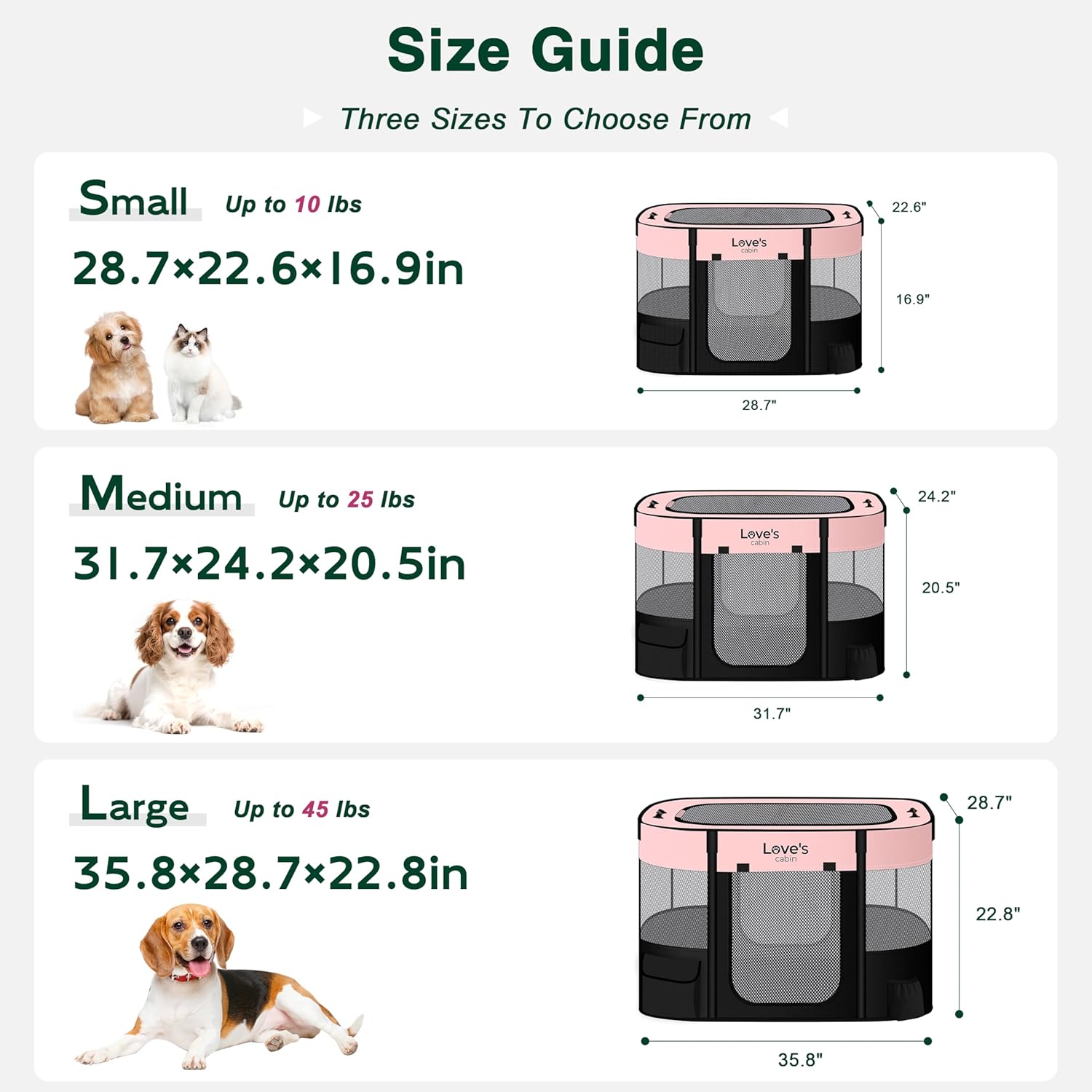 Love's cabin Pet Puppy Dog Playpen, Small Dog Tent Crates Cage Indoor/Outdoor, Portable Exercise Playpen for Cat, Foldable Pop Up Dog Kennel Playpen with Carring Case (S, Pink) - Pet Explorer