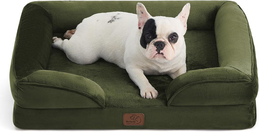 Bedsure Orthopedic Dog Bed Medium Size Dogs - Washable Medium Dog Cat Bed Waterproof, Comfort Pet Couch Sofa with Washable Removable Cover, Pets Bed with Nonskid Bottom, Moss Green, 28" - Pet Explorer