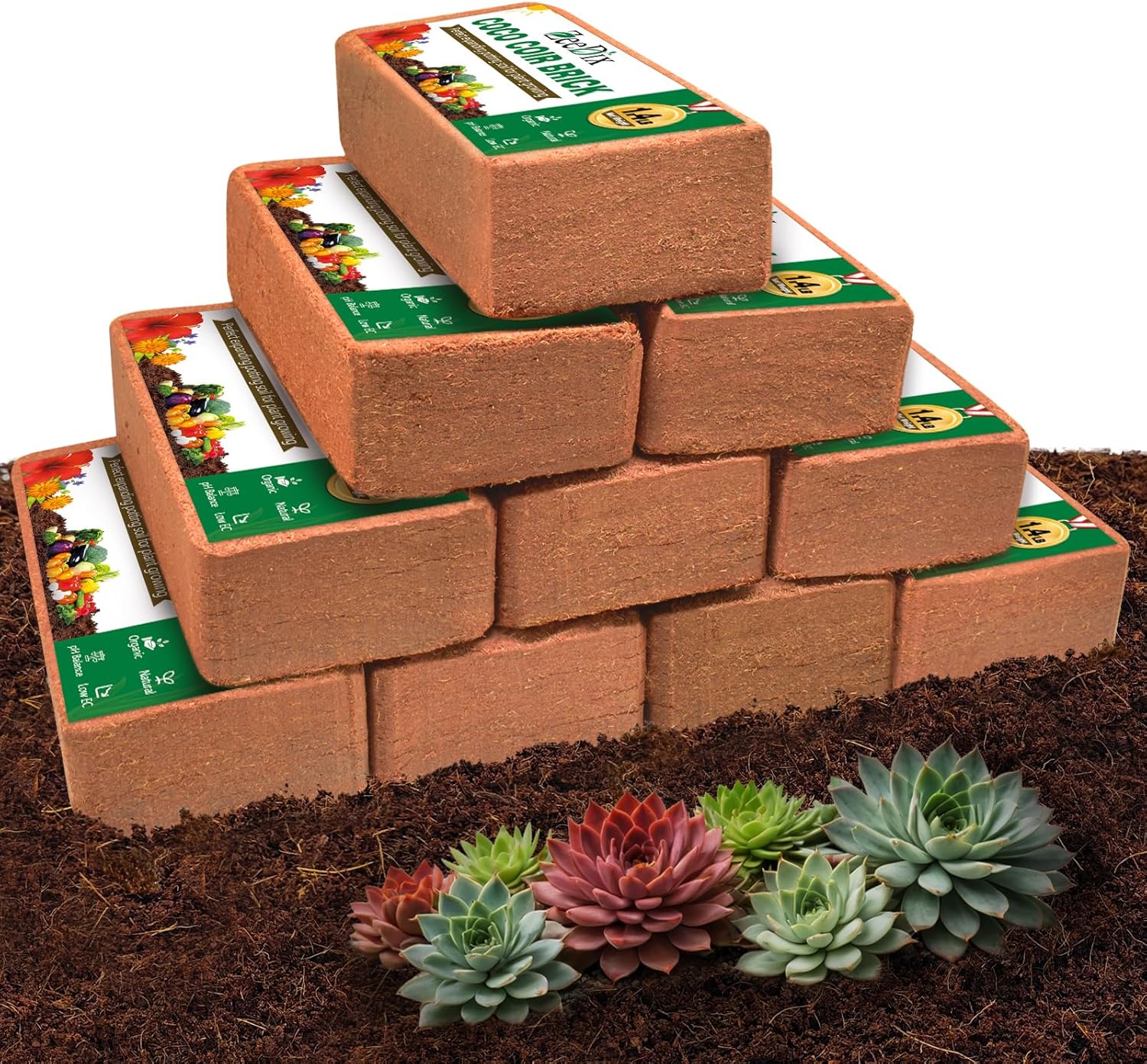 ZeeDix 10 Pcs Compressed Coco Coir Brick for Plants, Premium Organic Coconut Coir Bricks Coco Fiber Substrate Coco Coir Fiber Potting Soil with Low EC and pH Balance for Planting Gardening Reptiles - Pet Explorer