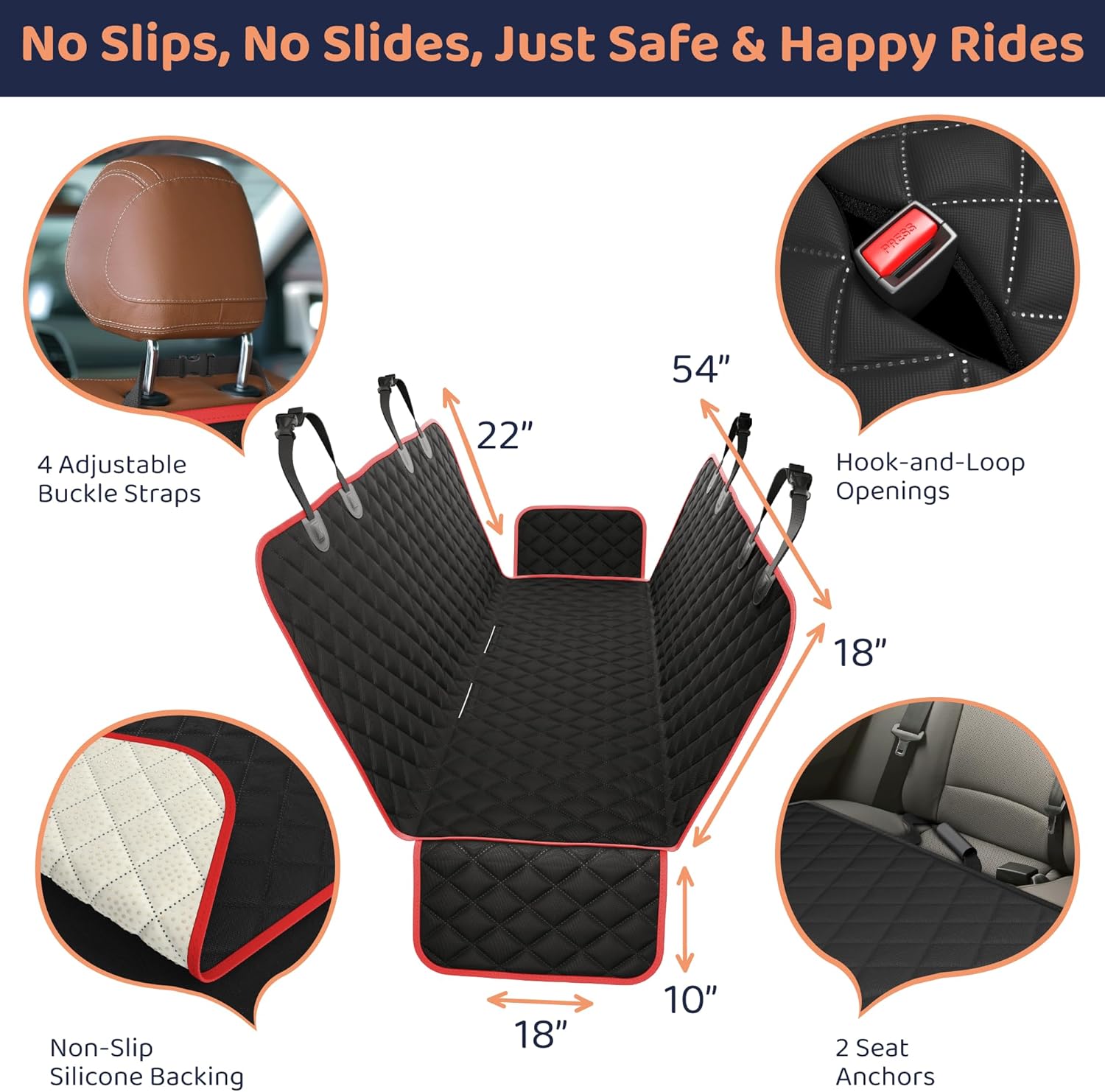 Dog Car Seat Cover for Back Seat, Waterproof Hammock for Car, SUV & Truck, Non-Slip Backseat Cover for Dogs, Heavy-Duty Dog Hammock Style Seat Protector Pets, Easy to Install & Clean - Pet Explorer