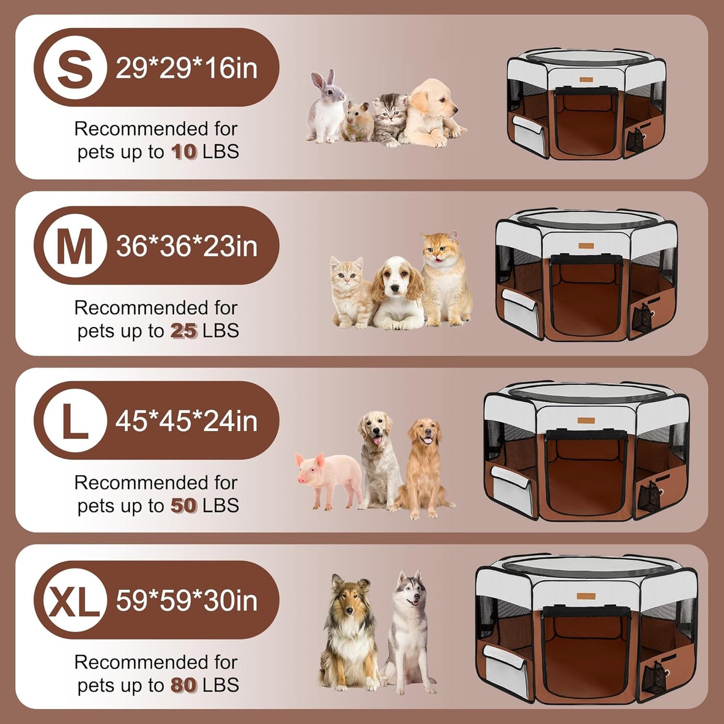 Dog Playpen, Portable Pet Play Pen for Cat, Puppies, Rabbits, Chickens, Foldable Large-Capacity Pet Tent for Indoor/Outdoor Travel Camping (Size XL Without Carry Bag) - Pet Explorer