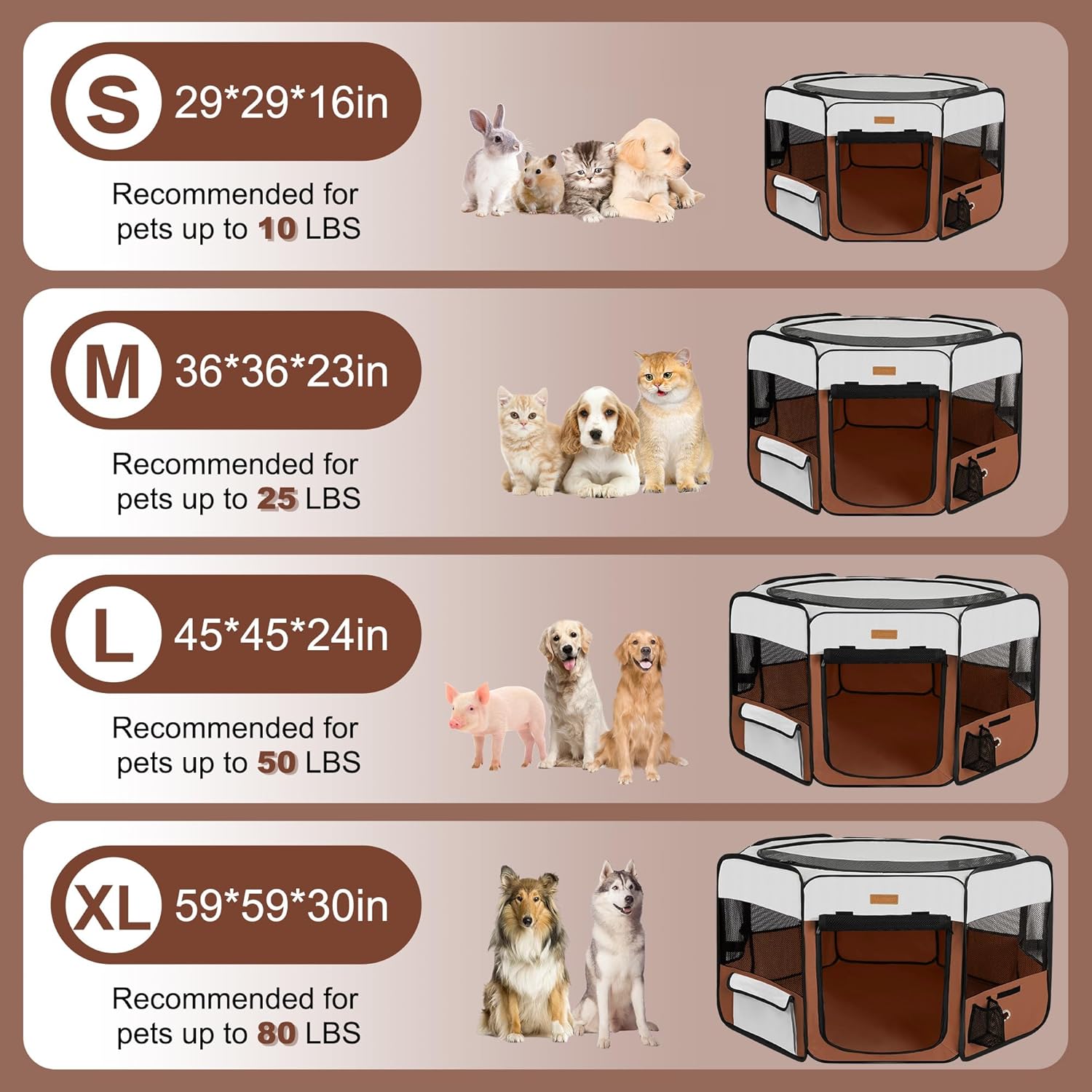 Dog Playpen, Portable Pet Play Pen for Cat, Puppies, Rabbits, Chickens, Foldable Large-Capacity Pet Tent for Indoor/Outdoor Travel Camping (Size XL Without Carry Bag) - Pet Explorer