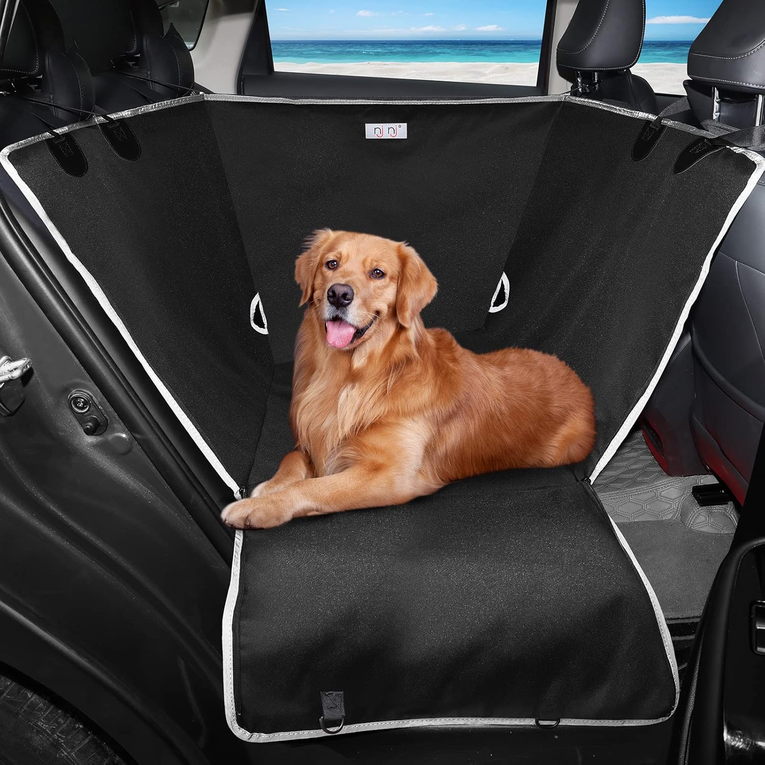 njnj Dog Car Seat Cover for Back Seat - Waterproof Dog Half Hammock for Cars,Scratchproof Pet Backseat Protector,Perdurable,Non-Slip Booster Seat for Small,Medium and Large Dogs - Pet Explorer